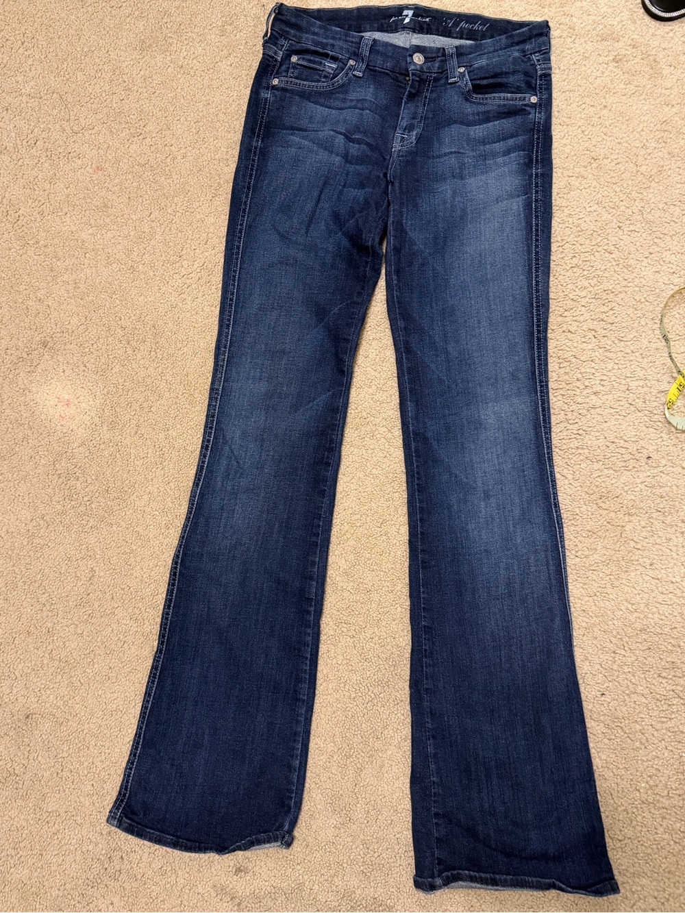 7 For All Mankind A Pocket Bootcut Flare Jeans Dark Wash Denim Size 28